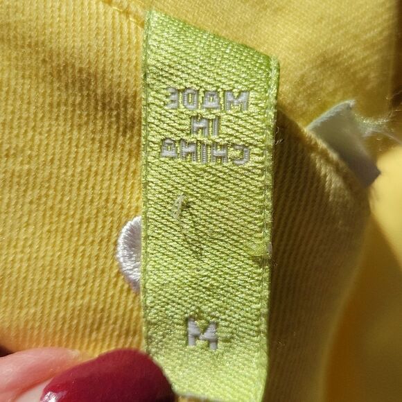 YELLOW Denim Jacket with White Embroidery Size Medium - Picture 10 of 12